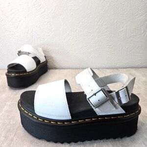 Dr. Martens Voss Quad Platform Sandals Leather White Grunge Y2K Chunky Size 8